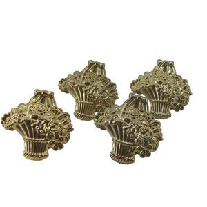 Napkin Ring Flowers in Basket Dining Bouquet Cottagecore Gold Kitchen